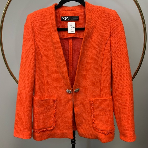 208. vibrant orange Zara blazer - Picture 2 of 3